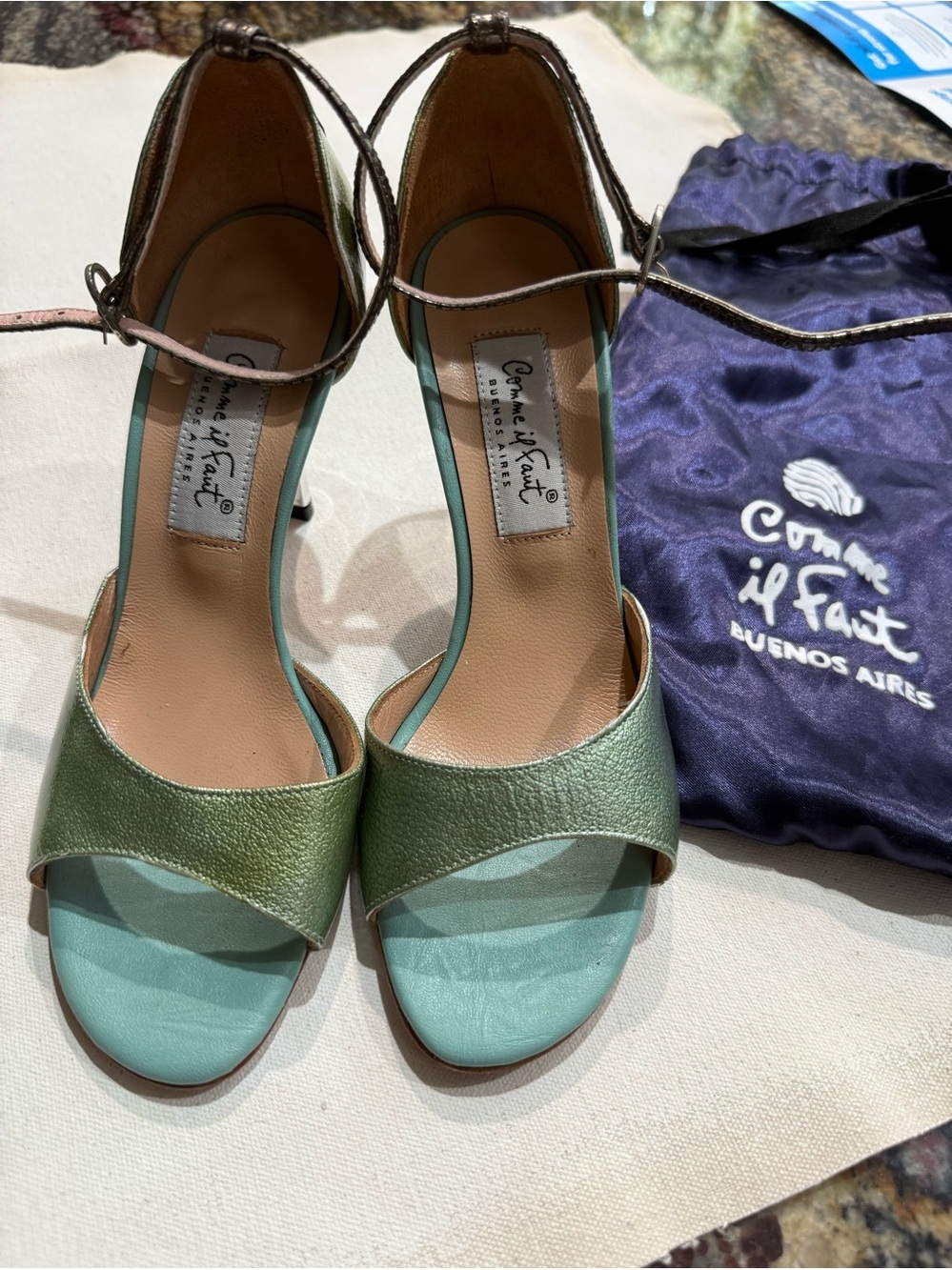 Corina if Fast Buenos Aires Green Ankle-Strap Sandals